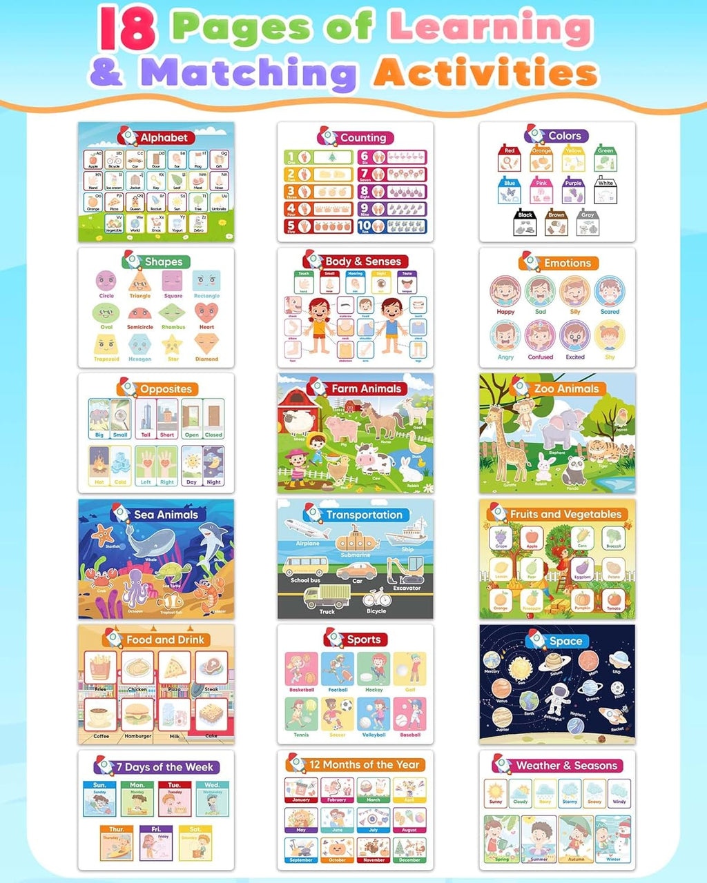 Montessori Busy Book, Learning Educational Toys for 3 4 5 Year Old Gift