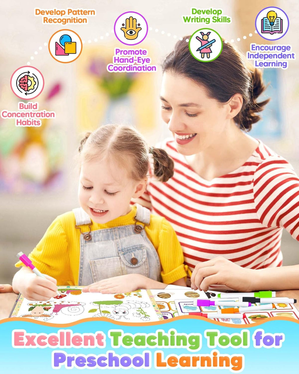 Montessori Busy Book, Learning Educational Toys for 3 4 5 Year Old Gift
